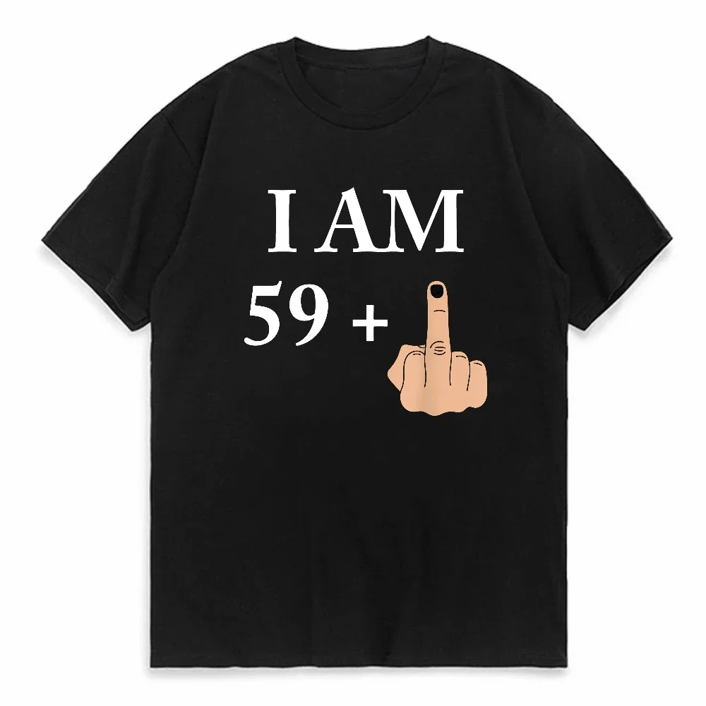

Funny 60th Birthday Gift 59 Plus 1 1960 1961 T-Shirt Unisex Streetwear Summer Short Sleeve tee