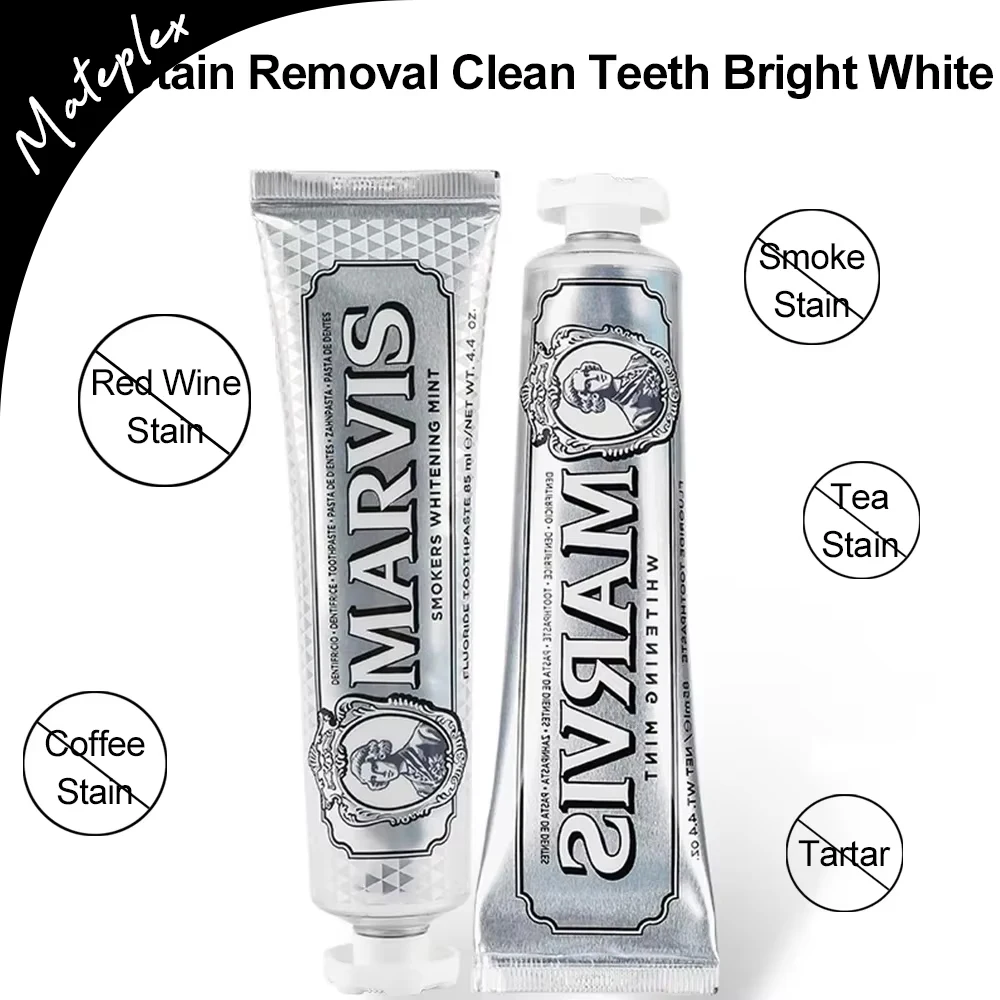 

85ml Italy Original Marvis Toothpaste Whitening Mint Freshen Breath Remove Smoke Stains Toothpaste Teeth Whitening
