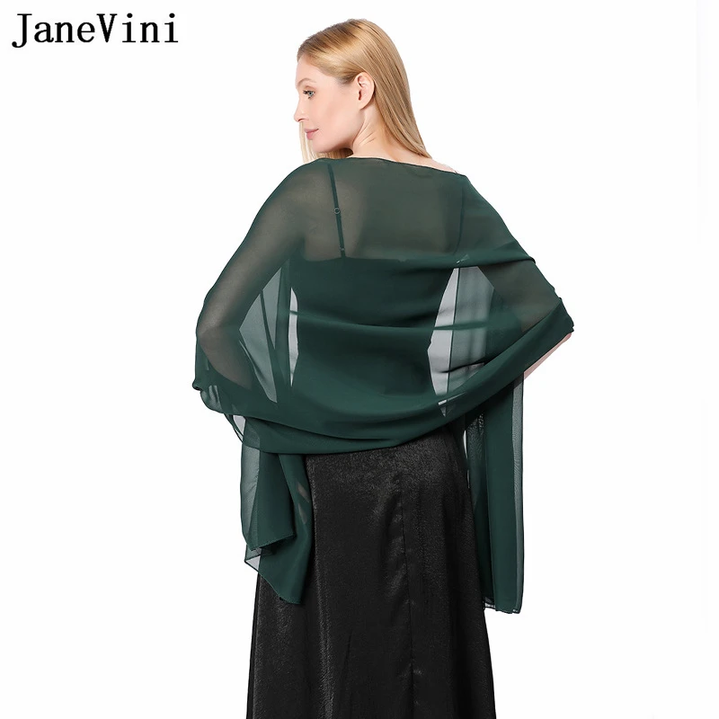 Janevini Elegante Roze Chiffon Bruid Bolero Lange Cape Sjaal Boleros Haalt Vrouwen Witte Bruiloft Prom Party Jurk Bruidsdoek Stola