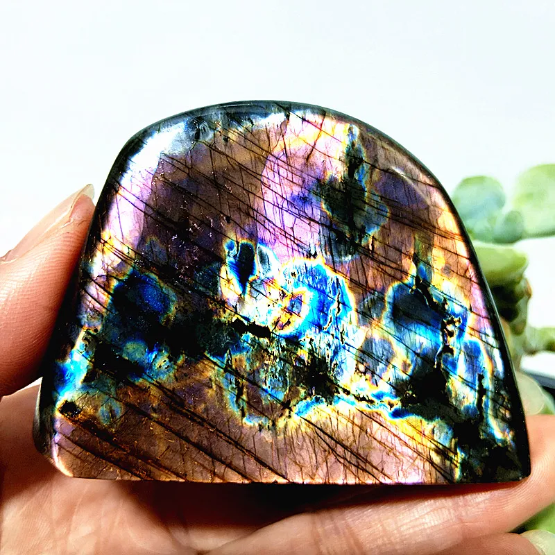 A Natural Stone Multicolored Light Finland Labradorite Crystal Freeform Energy Meditation Feng Shui Crystal Room DecorA