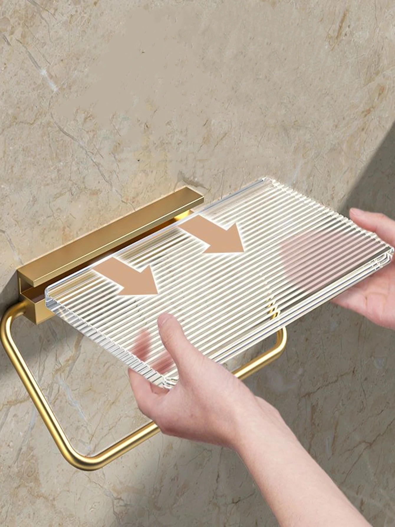 Aluminum Alloy Toilet Paper Holder Acrylic Tray Bathroom Accessories Kitchen Wall Hanging Punch-Free Toilet Paper Roll Holder