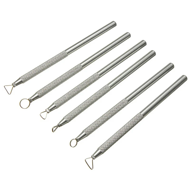 6 Pcs Aluminum alloyPolymer Clay Tools Pottery Ceramic Sculpting Tools Carving Ribbon Wire End Loop Clay Tools Set For Detail