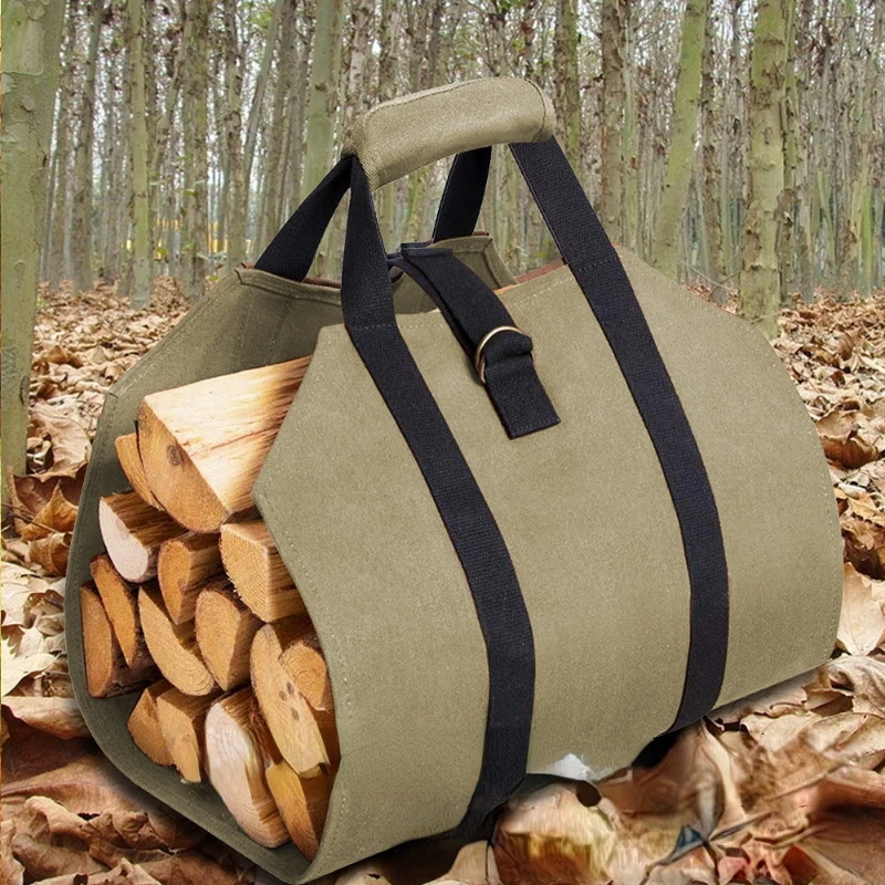 

Outdoor Multifunctional Convenient Firewood Storage Bag Oxford Cloth Logging Handbag Large Capacity Wood Bag