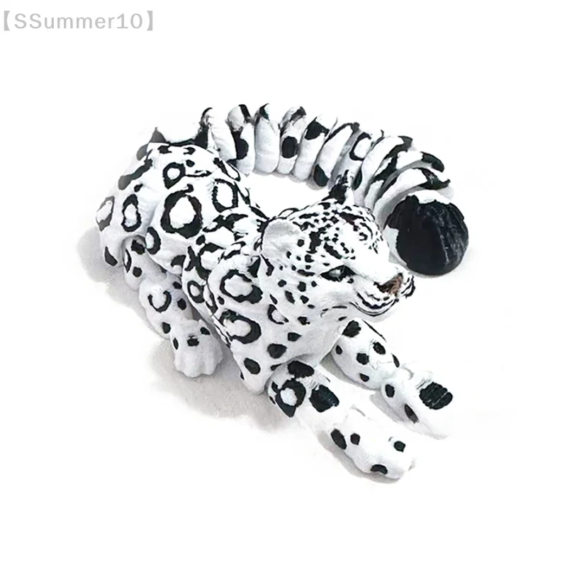 【SSummer10】3D Printed Multi-Joint Movable Snow Leopard Figurine - Simulation Wild Animal Miniature Home Decoration Craft【SS】