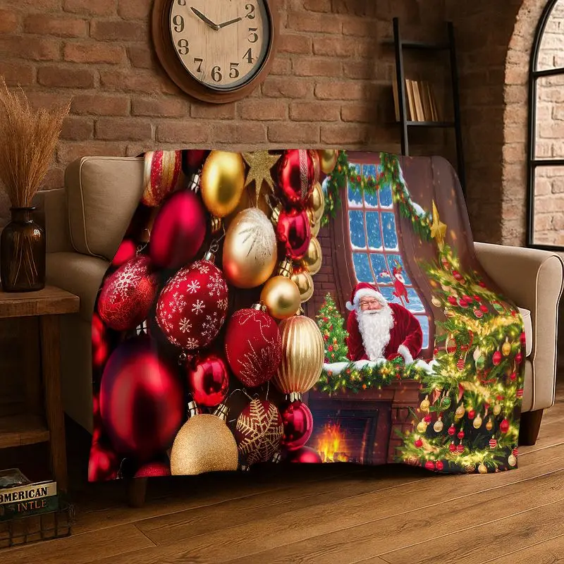 Cozy Christmas Throw Blanket,Ultra Soft flannel with Festive Santa Claus Print,The Perfect Holiday Cuddle Blanket for Your Couch