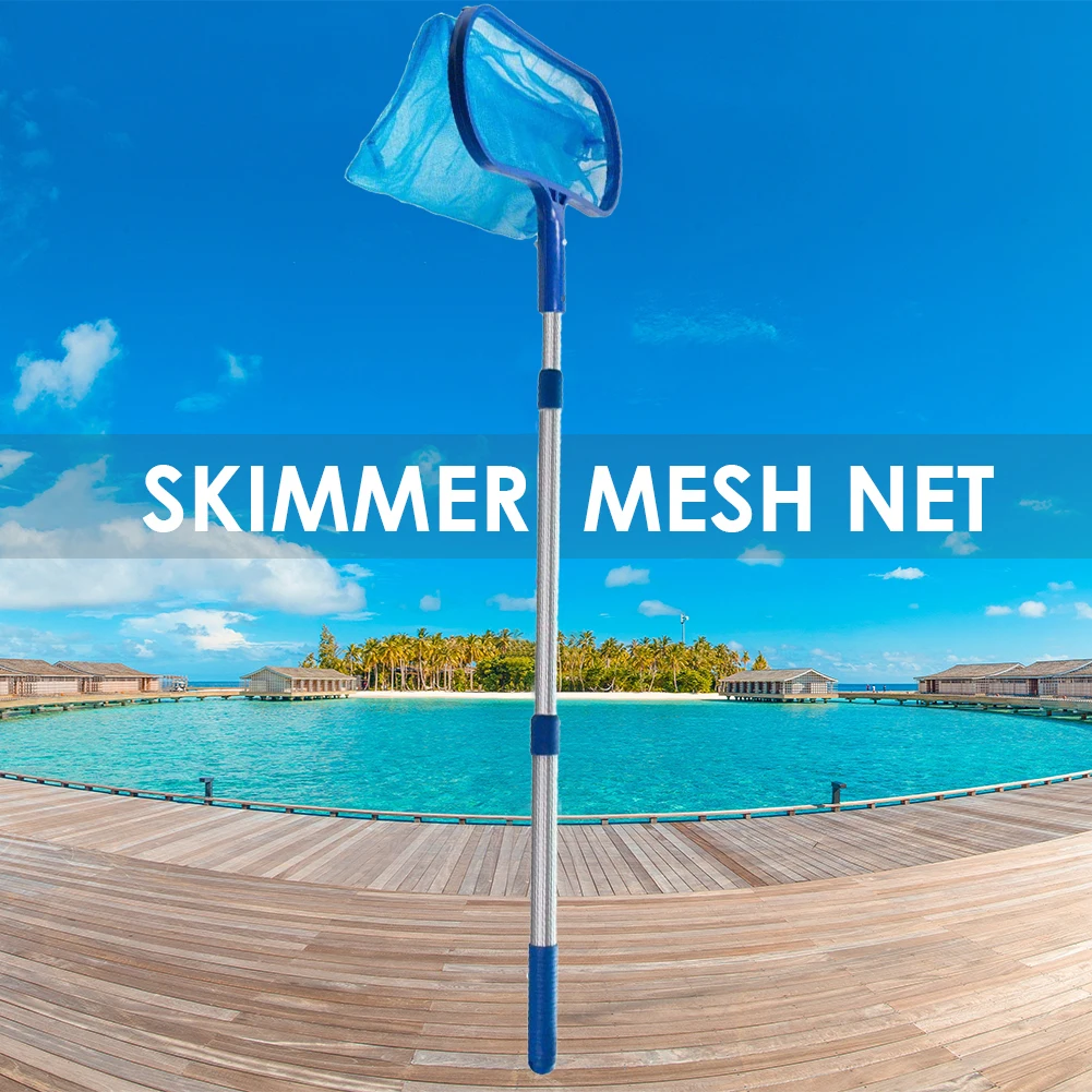 

Swimming Pool Skimmer Net with Telescopic Pole Removal Leaf Rake Mesh Pool Ponds Cleaning Debris Tools Accessories