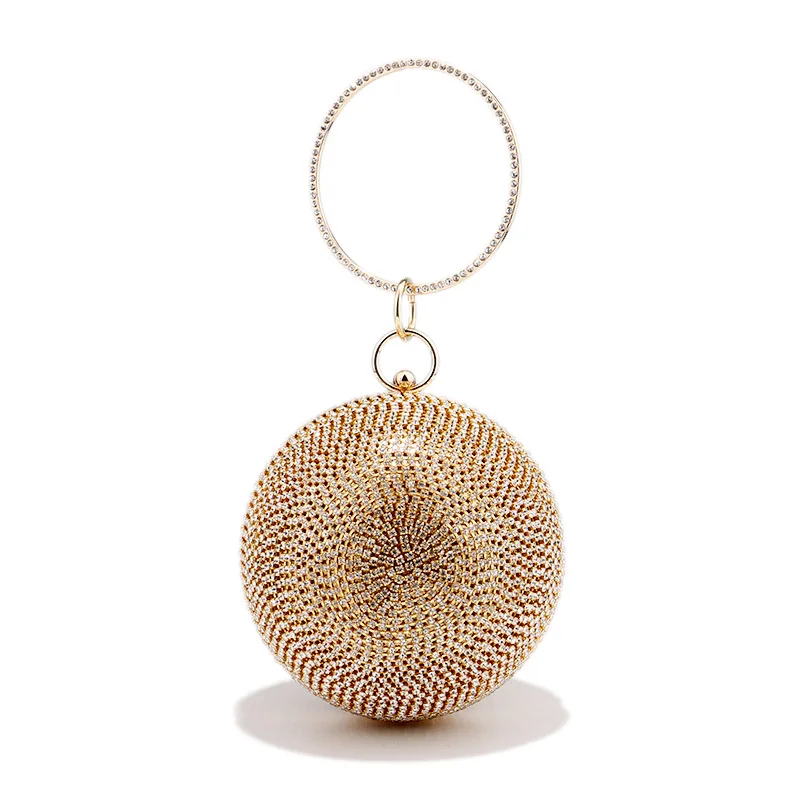 

Petite Round Diamond Evening Bag - Versatile Spherical Clutch that Complements Banquet Dresses & Special Occasion Attire Wedding