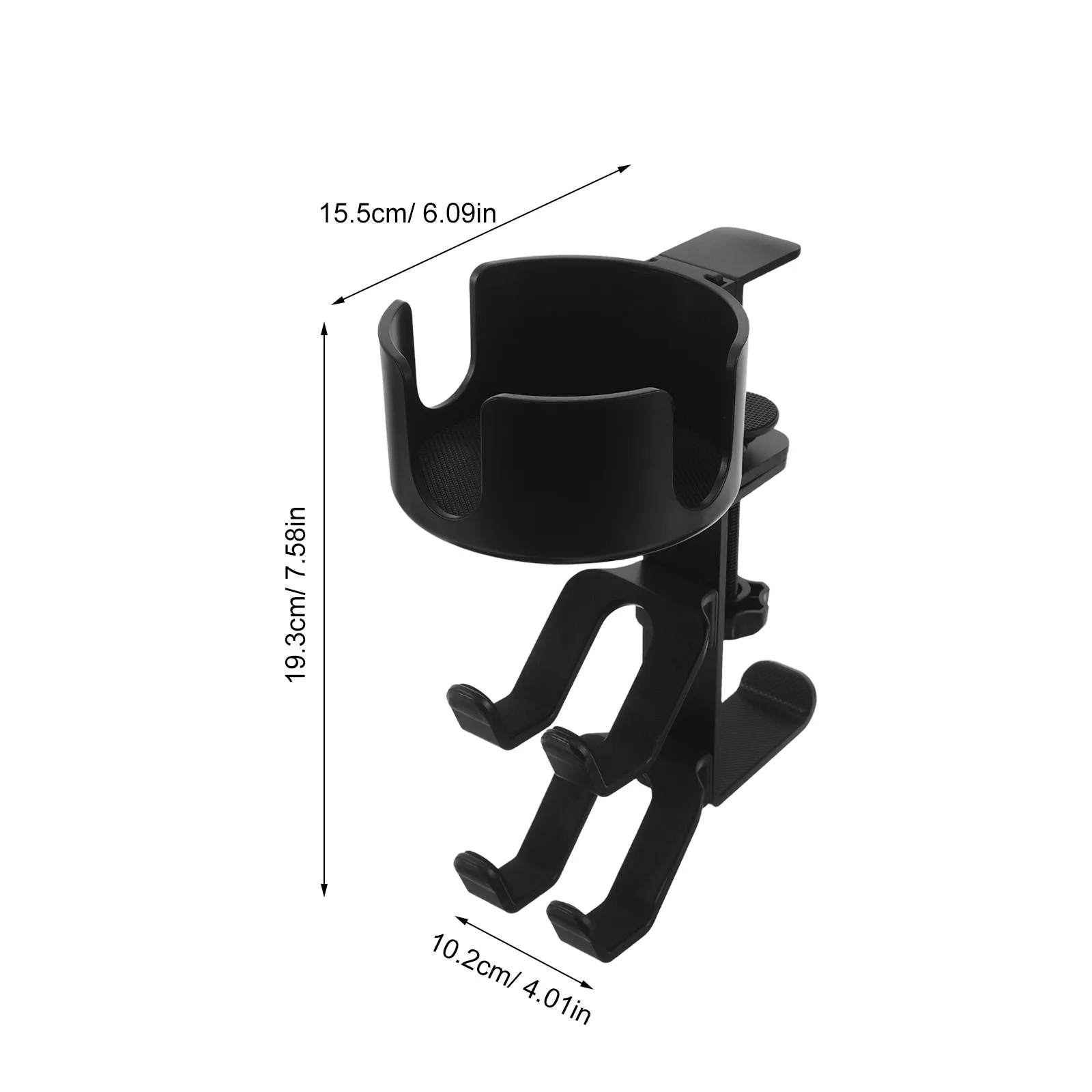 Black Metal Headphone Hanger with Detachable Cup Holder Desktop Headset Holder Clamp Organizer Office Gaming Universal