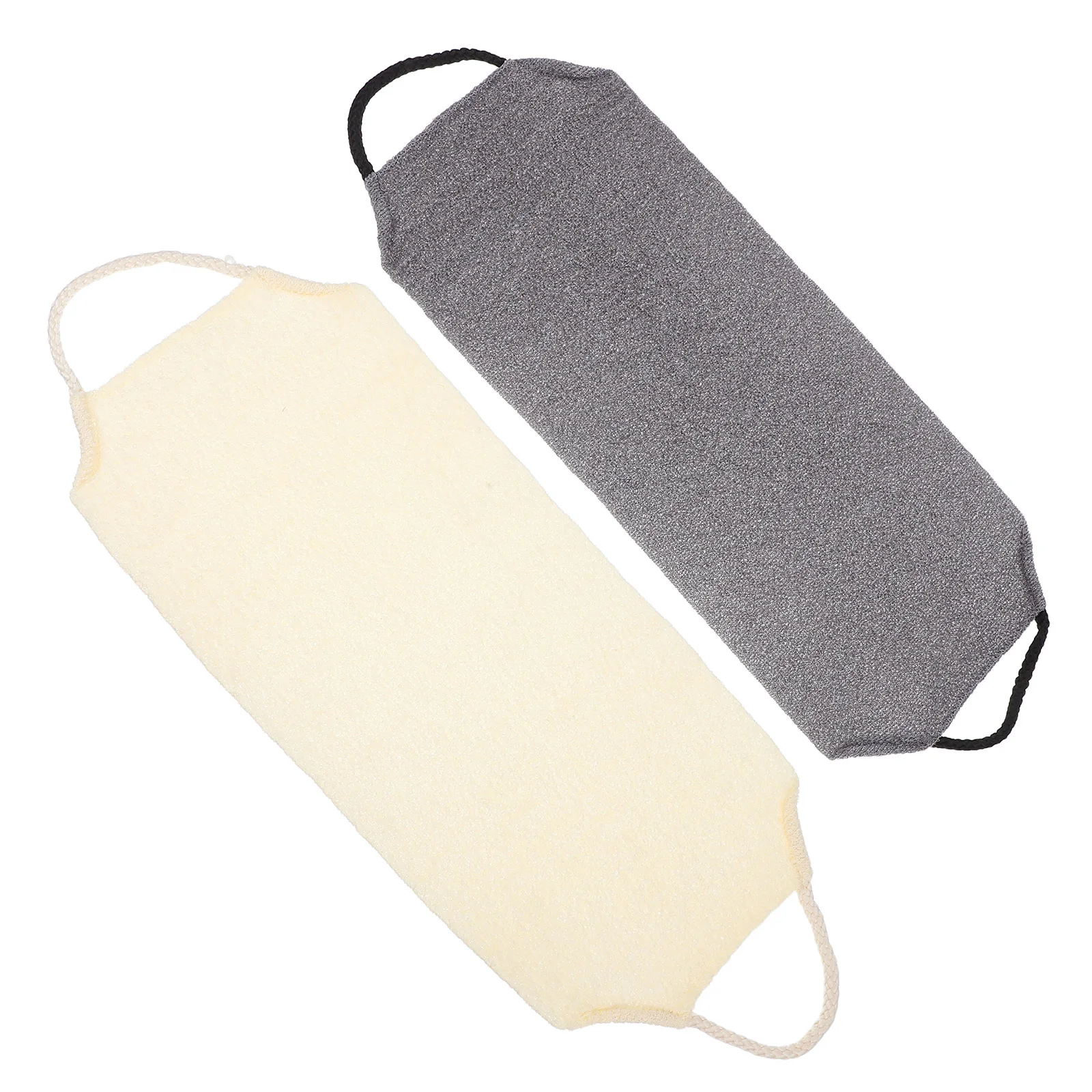 

2pcs Elastic Long Strip Back Scrubber Textured Exfoliating Body Wash Tool Shower Bathing Dual Handles Stretchable Design For Men