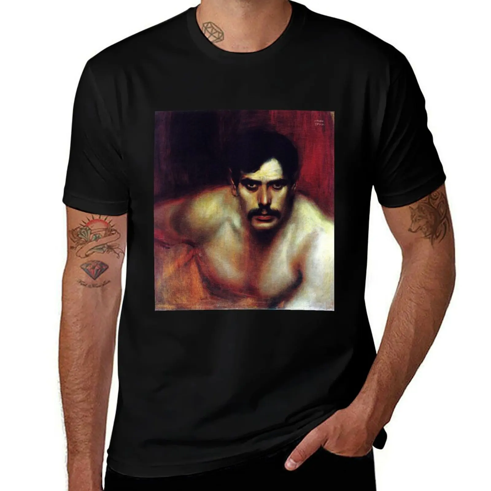 Male Portrait Study (A Bad Conscience) - Franz Von Stuck T-Shirt Fashion Letter Print T-Shirt
