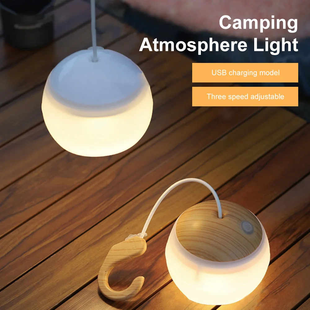 Retro Camping Lantern Rechargeable Tent Hanging Light Touch Dimming Desk Light Garden BBQ Atmosphere Lamp Outdoor Emergency Lamp