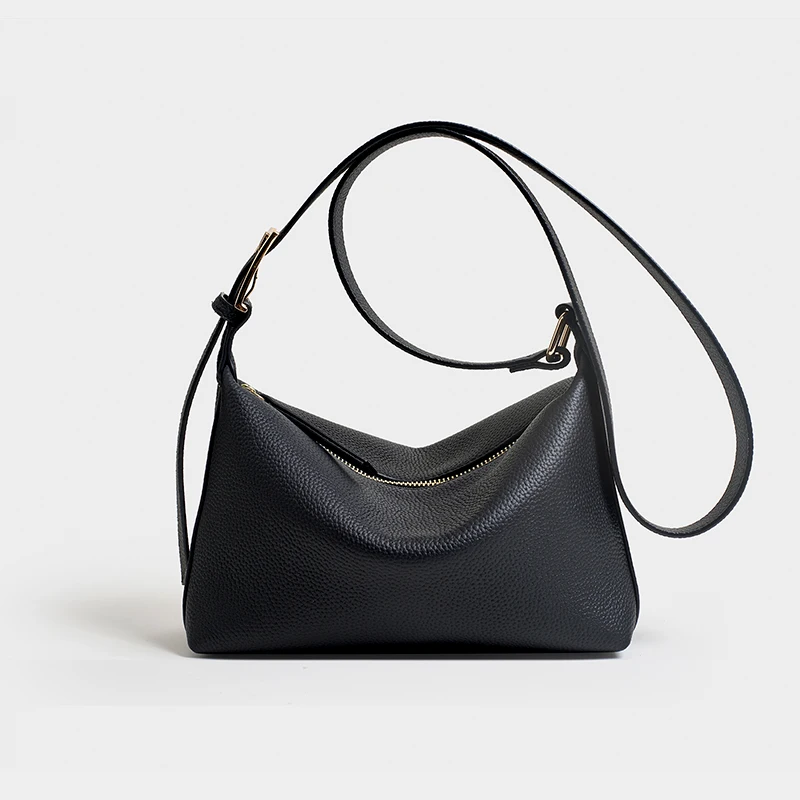 

Women Cow Genuine Leather Dumpling Shoulder Bag Lady Trendy Messenger Handbags Female Large Capacity Crossbody Bags Armpit Purse