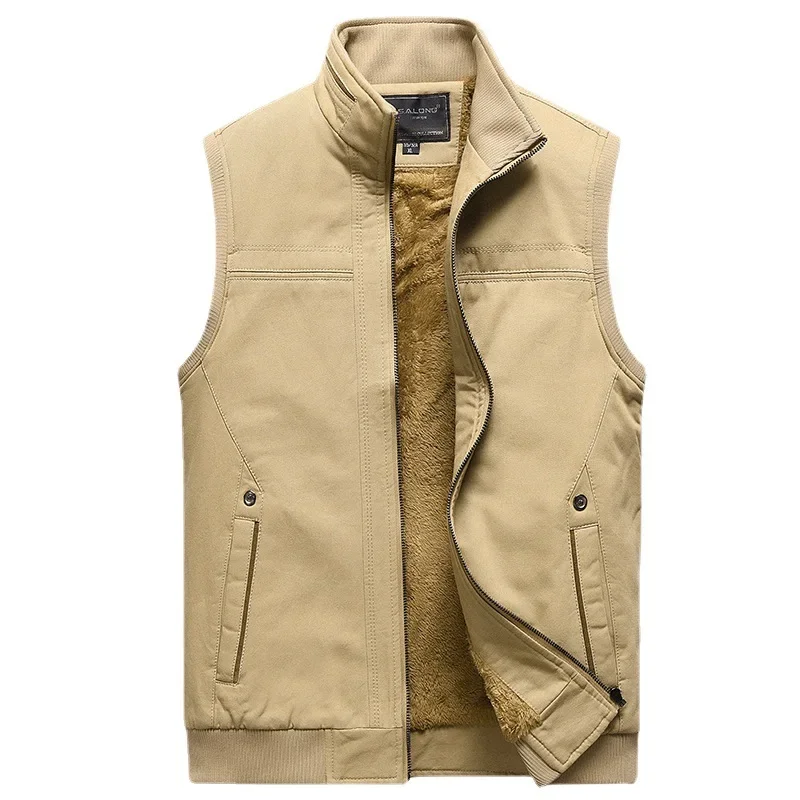 

Autumn and Winter Men's Warm Standing Collar Casual Vest for Middle-aged and Elderly People