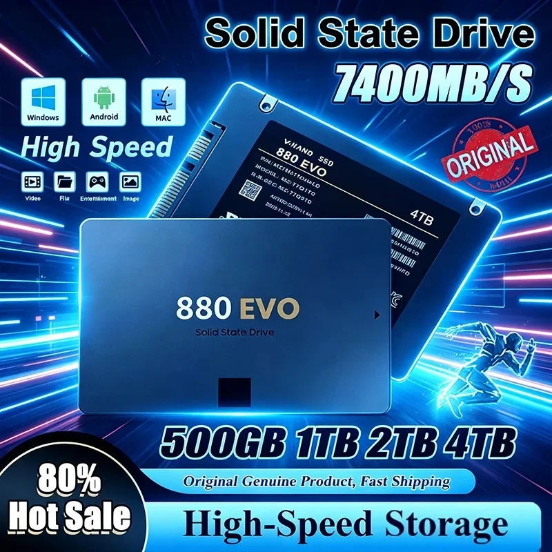 New SSD 880 EVO 2TB 4TB Internal Solid State Drives Hard Disk SATA 3.0 MLC 2.5 Inches for Laptop Desktop PC PS4 PS5