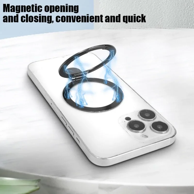 Magnetic Finger Ring Mobile Phone Holder For Magsafe iPhone 15 16Wireless Charging Metal Plate Folding Magnet Bracket Universal