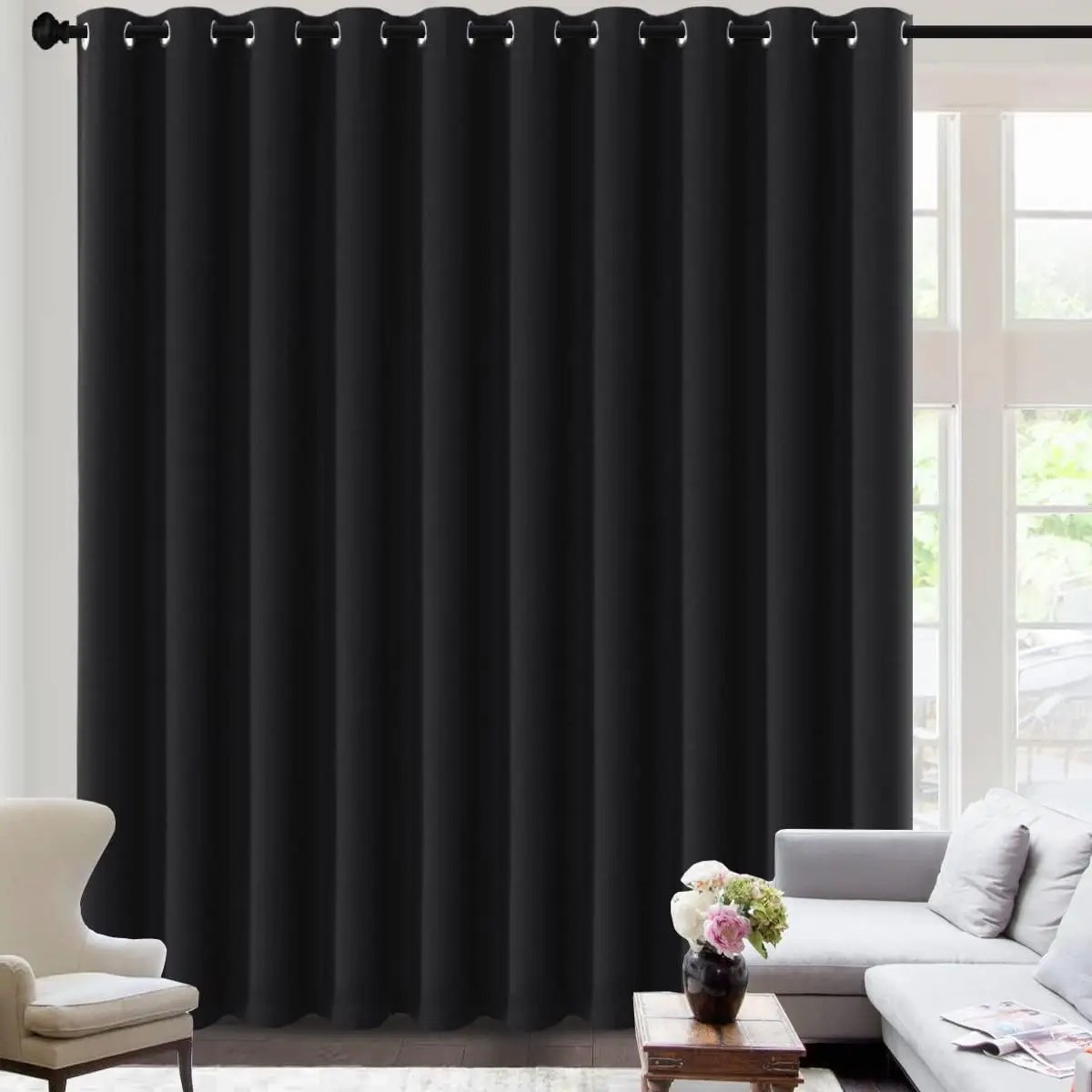 

100% Blackout Curtains for Sliding Glass Door Room Divider Curtains Noise Reduce Curtain Panel Portable Window Screen Sl