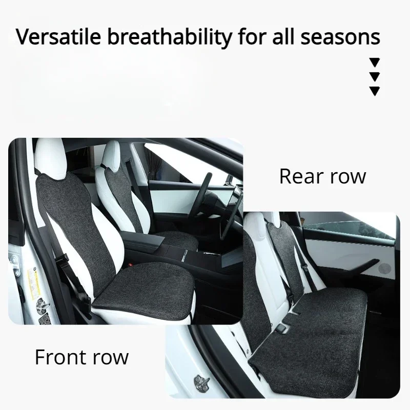 Linen Seat Cover for Tesla Model 3 Highland 2024 Cushion Four Seasons Breathable Comfortable Seat Model3+ Interior Accessories