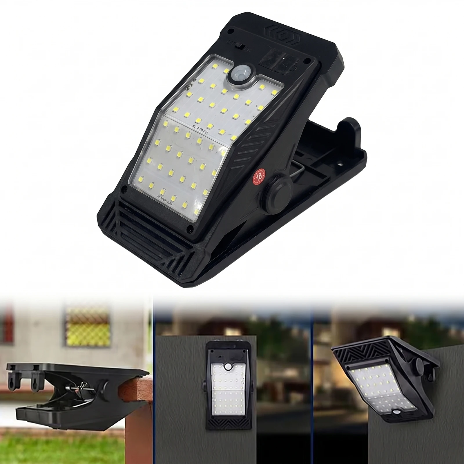 Outdoor Solar Clip Light with Lights Sensor Clip on Solar Light Waterproof Lightweight for Fence Wall Garage Patio Umbrella