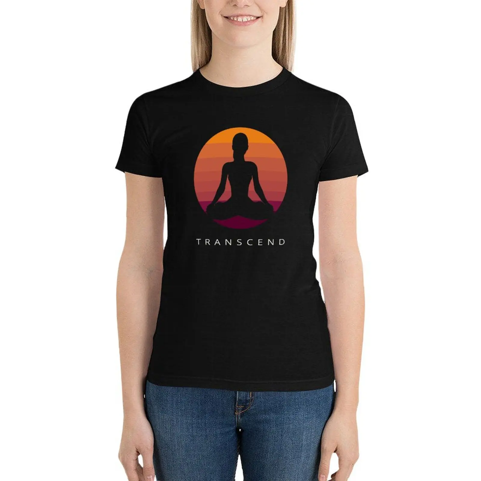 

Transcend - Transcendental Meditation Retro Art T-Shirt kawaii clothes Blouse ariat shirts for Women