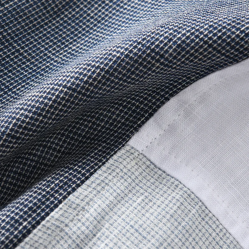 2023 Korean Style New Men's Pocket Patchwork Linen100% Shirts Long Sleeve Loose Casual Men High Street Breathable Thin Clothes
