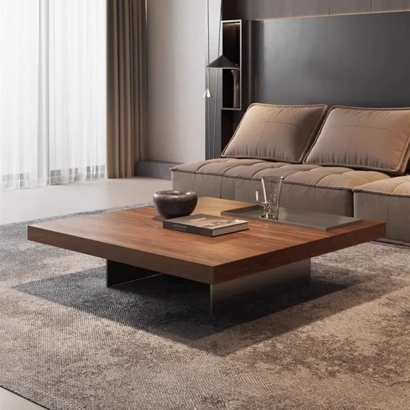 Tavolino quadrato moderno e semplice in legno massello Soggiorno domestico sospeso minimalista italiano in noce