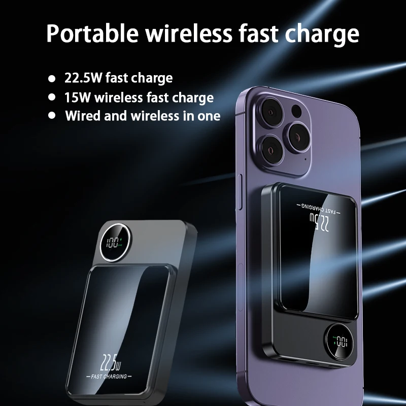 10000 mah wireless fast charger; PD20W fast charging portable mobile power supply, outdoor emergency power supply