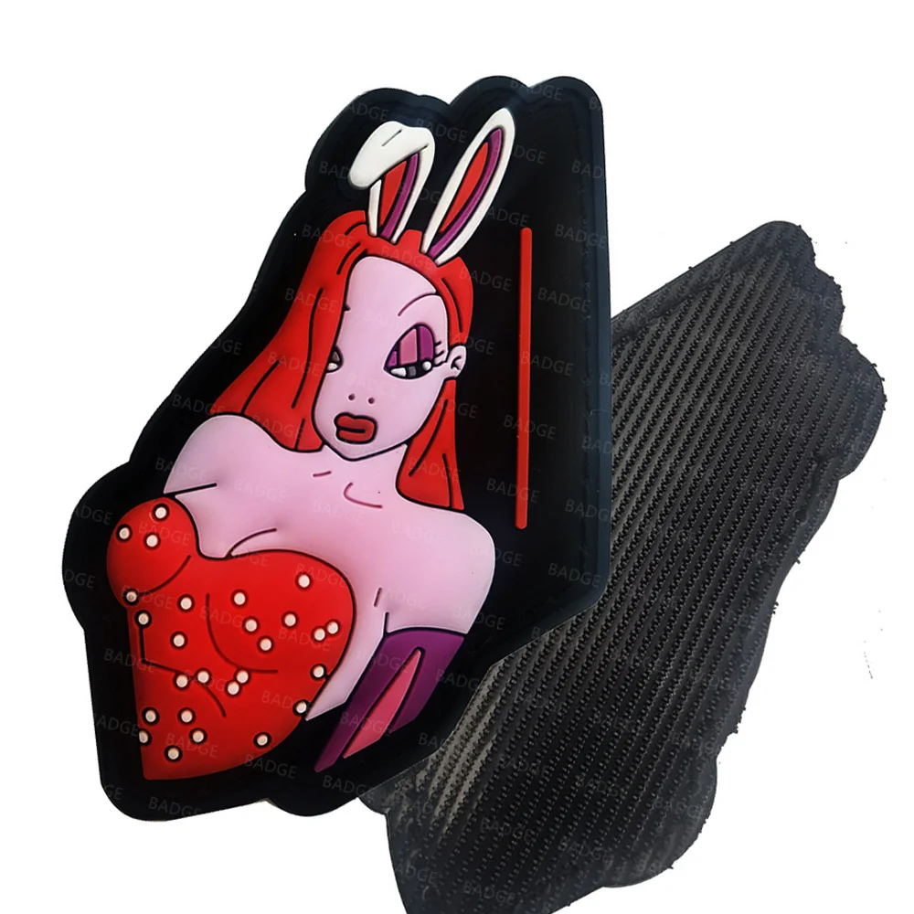 Naszywki taktyczne 3D Rabbit Pinup Girls PVC Rubber Badge Zabawna naszywka z zapięciem na haczyk na plecak, kask, kamizelkę, mundur