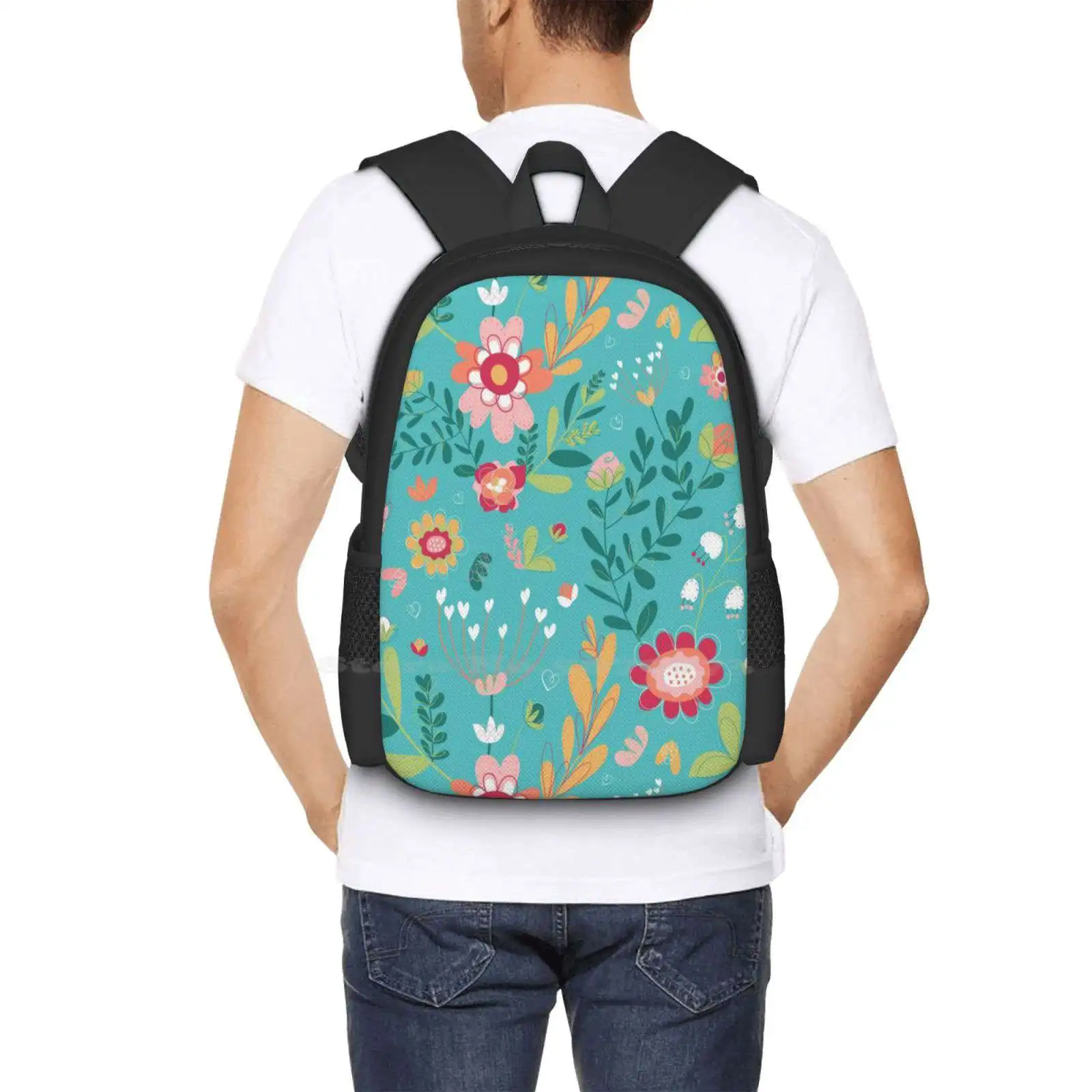 Mochila con estampado Floral turquesa, bolso de moda, bonito, verde azulado, naturaleza femenina, gran oferta