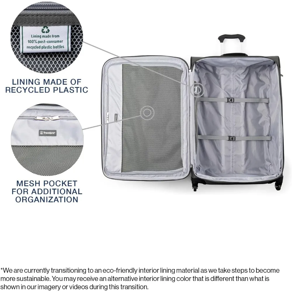 Lightweight Expandable Softside Luggage with Spinner Wheels, Suitcase for Men & Women, Shadow Grey, Travel-Friendly Large Capaci