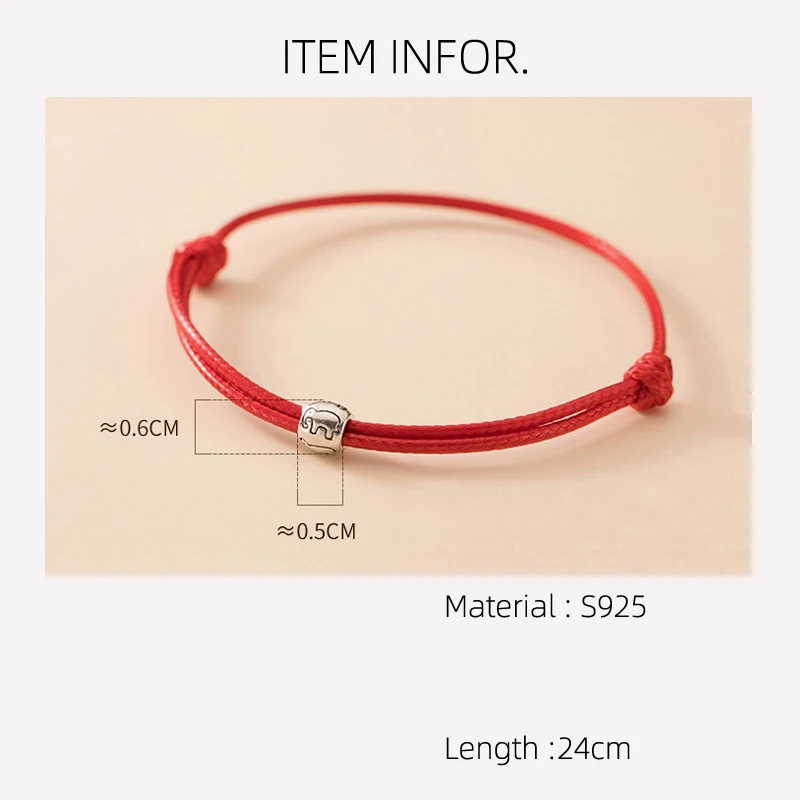 La Monada 24 cm Elegant Red Thread For Hand 925 Sterling Silver Bracelet Women Waxed Twine Rope Bracelets For Women Silver 925