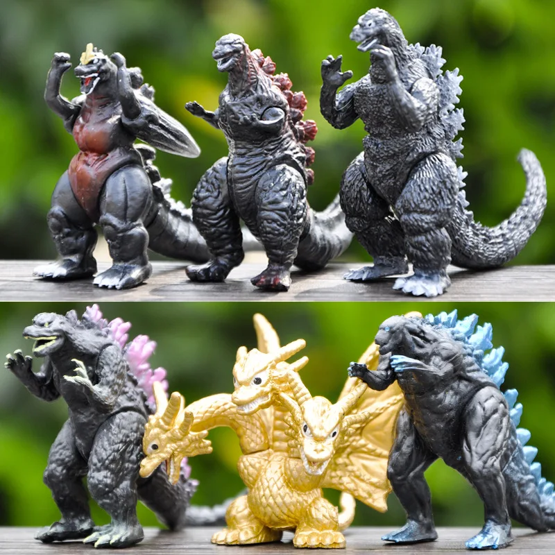 تمثال وحوش Godzilla ، ديكور مجسم تمثال ، شخصية PVC ، دمية هواية للأطفال ، هدية سحرية للأطفال ، 6 في كل مجموعة