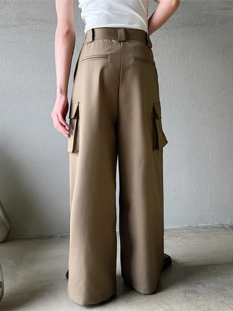 Casual Men's Wide Leg Trousers Korean Style 2022 New High Waist Metal Piece Pocket Decoration Fashionable Pants 2A2104