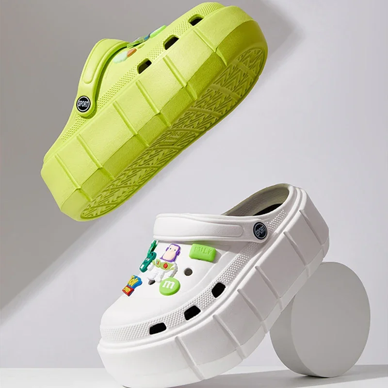 صنادل نسائية ذات نعل سميك من الرسوم المتحركة يمكنك صنعها بنفسك صنادل صيفية خفيفة الوزن وغير قابلة للانزلاق للحديقة على الشاطئ صنادل نسائية خارجية سميكة من مادة إي في إيه