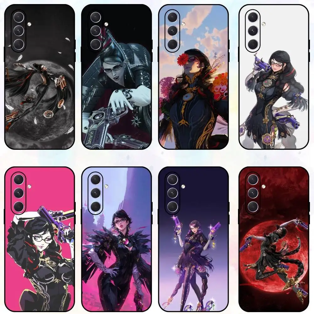 B-Bayonetta Funda de teléfono para Samsung Galaxy A73,A72,A71,A70,A53,A52,A51,Otros Carcasa negra suave