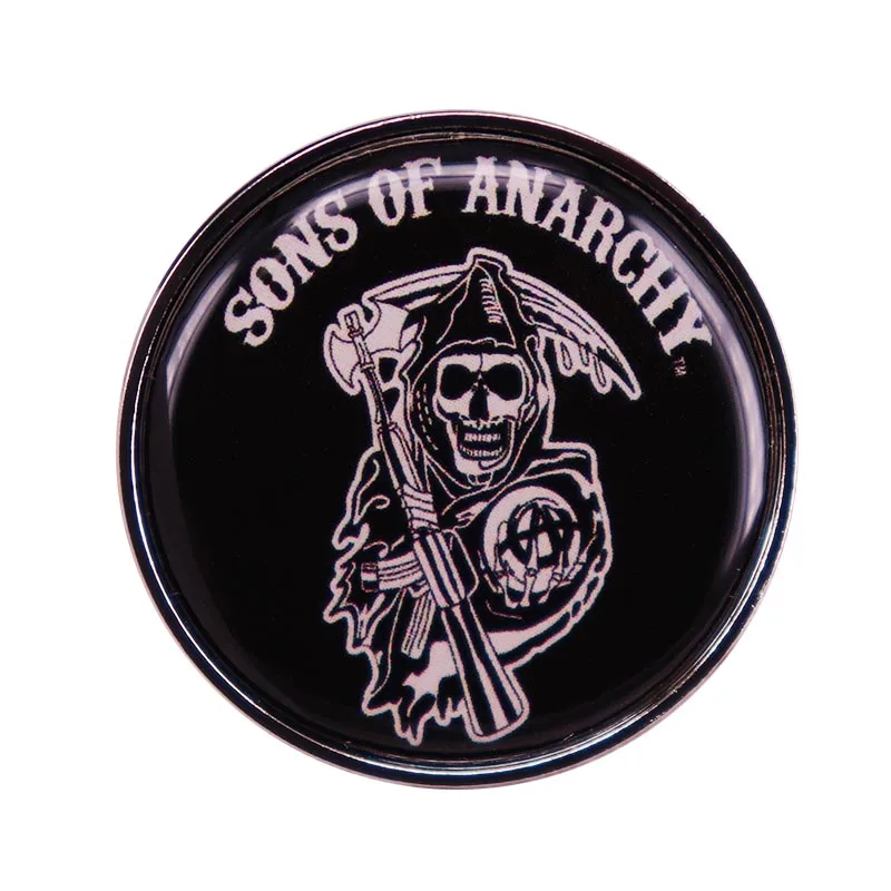 SONS OF ANARCHY Skull Biker Badge Death Skull Grim Reaper Bad Ass Design Lapel Pin