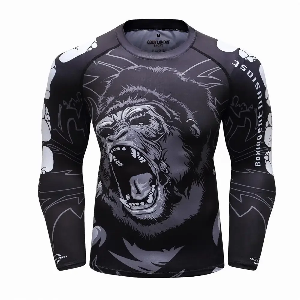 Heren Boxing Compressie Rash Guard T-Shirts Broek Sets Basislaag Atletische Mma Short Bjj No Gi Volledige Sportpak Rashguard Shirt