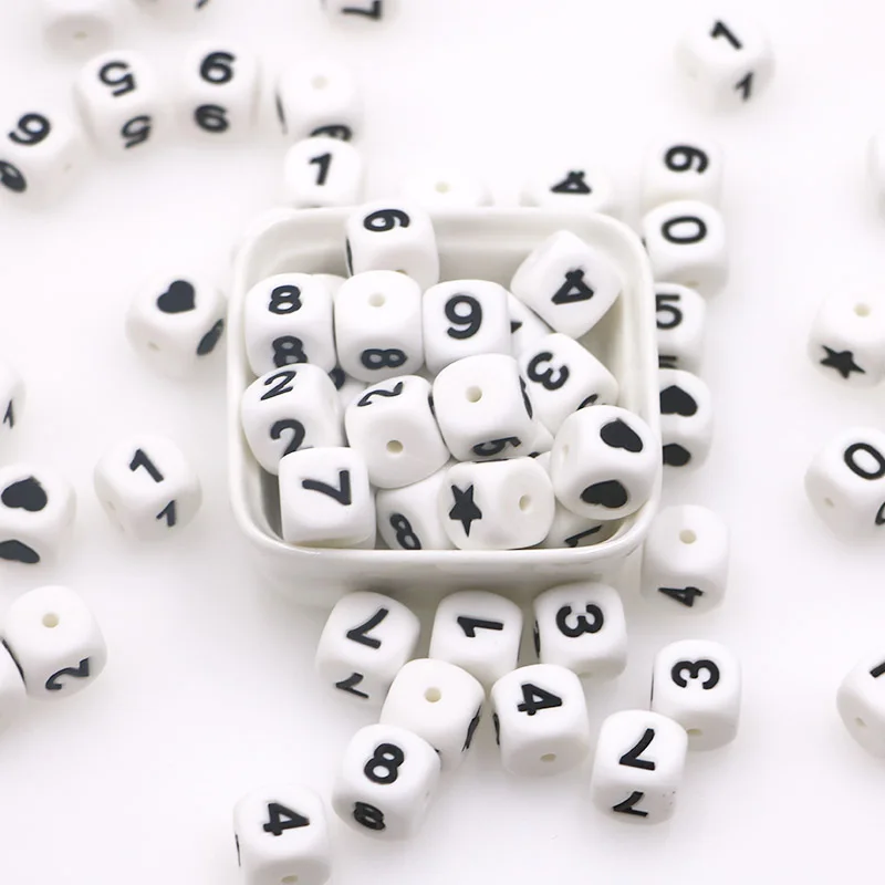 40Pcs/lot 12mm Silicone Digital Star Love Beads Alphabet Beads DIY Pacifier Chain Bracelet Jewelry Accessories
