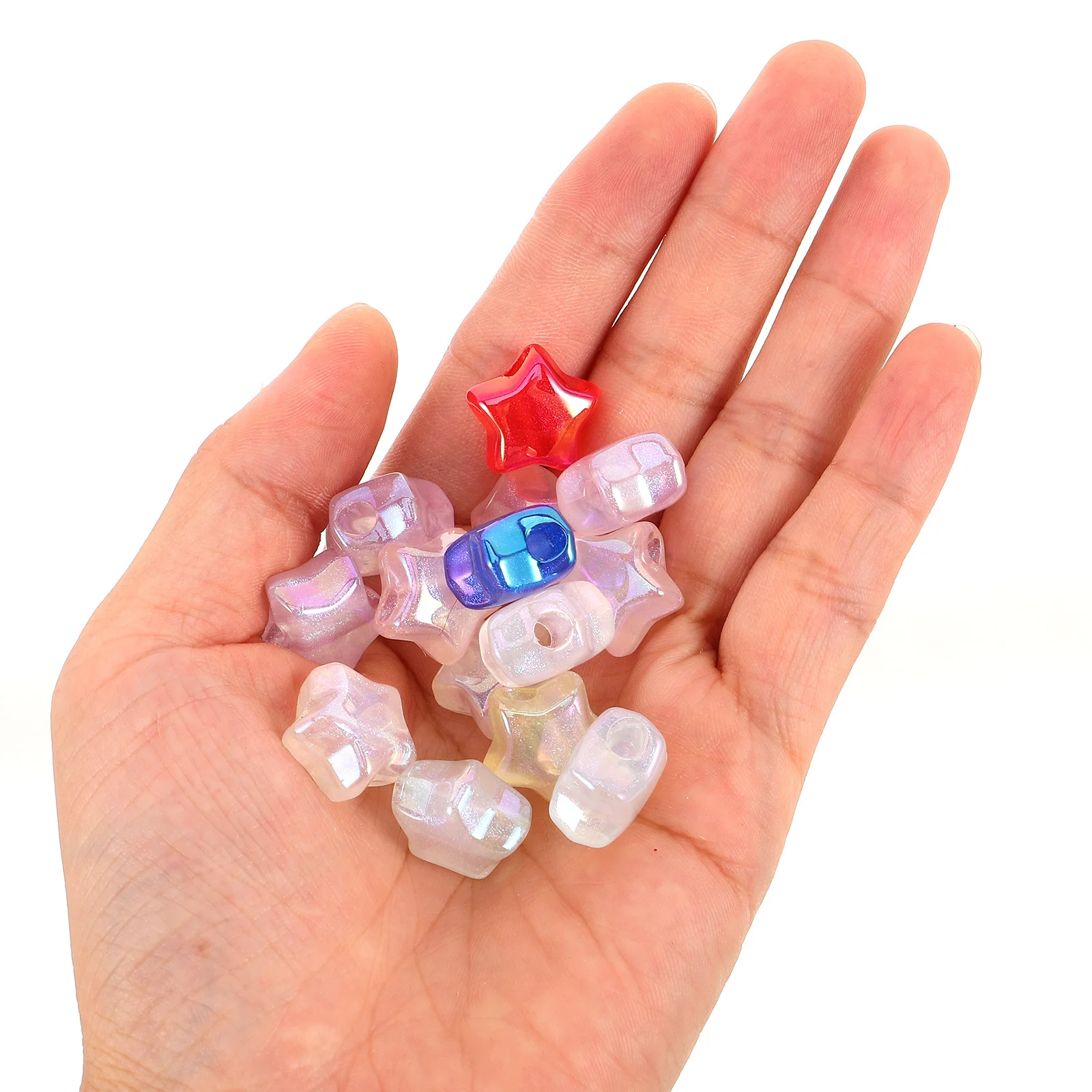

100Pcs Star Frosted Beads Five-Pointed Loose Spacer Charms for Jewelry Making Bracelets Necklaces Earrings Craft Supplies