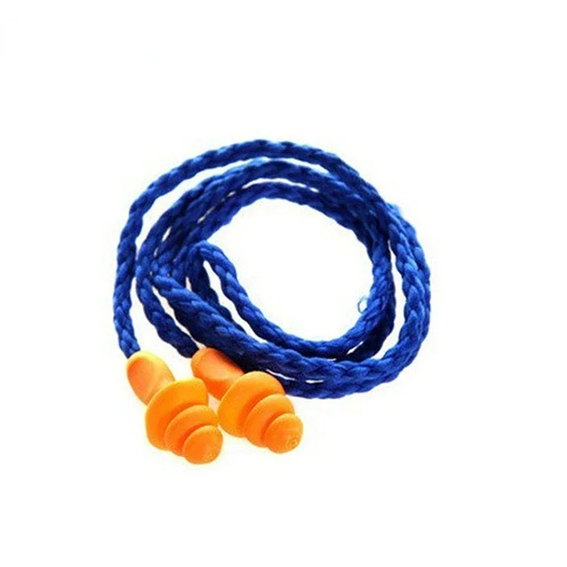 10Pcs Soft Silicone Corded Ear Plugs Ears Protector Reusable Hearing Protection Noise Reduction Earplugs Earmuff