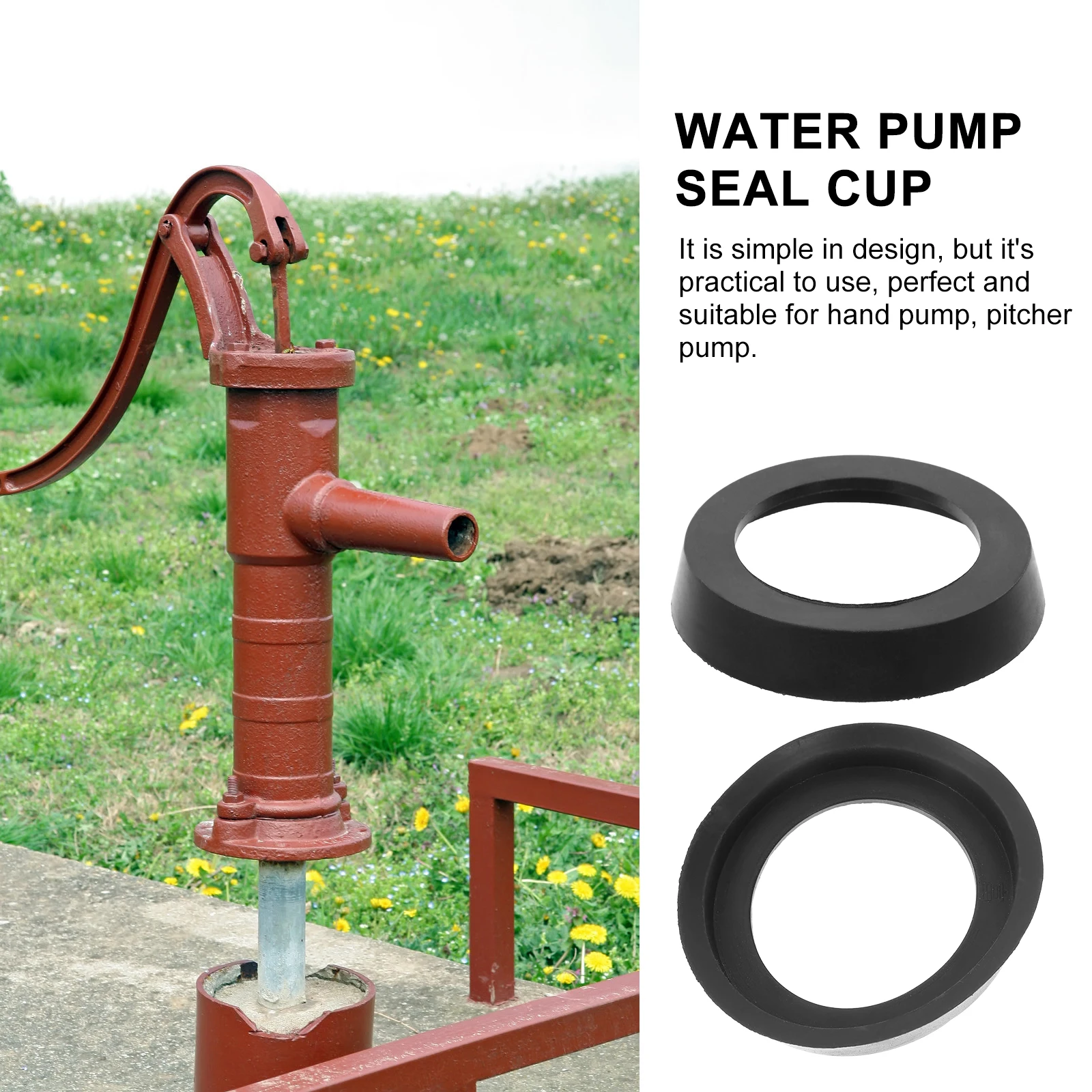 

6pcs 75mm Hand Pump Cup Universal Replacement Parts Well Pump Sealing Rubber Hose Manual Water Pitcher Accessories