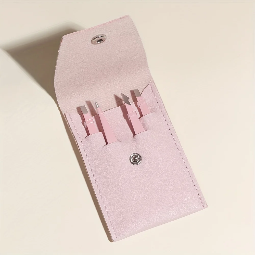 4pcs Professional Stainless Steel Eyebrow Tweezers Set for Women - Precision Facial Hair Removal,Splinter & Ingrown Hair Removal