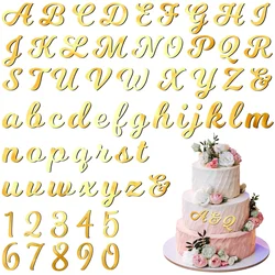 64Pcs Acrylic Cake Alphabet Numbers Topper, Mirror Number 0-9 and Alphabet A-Z Personalized Cake Picks Party Decor