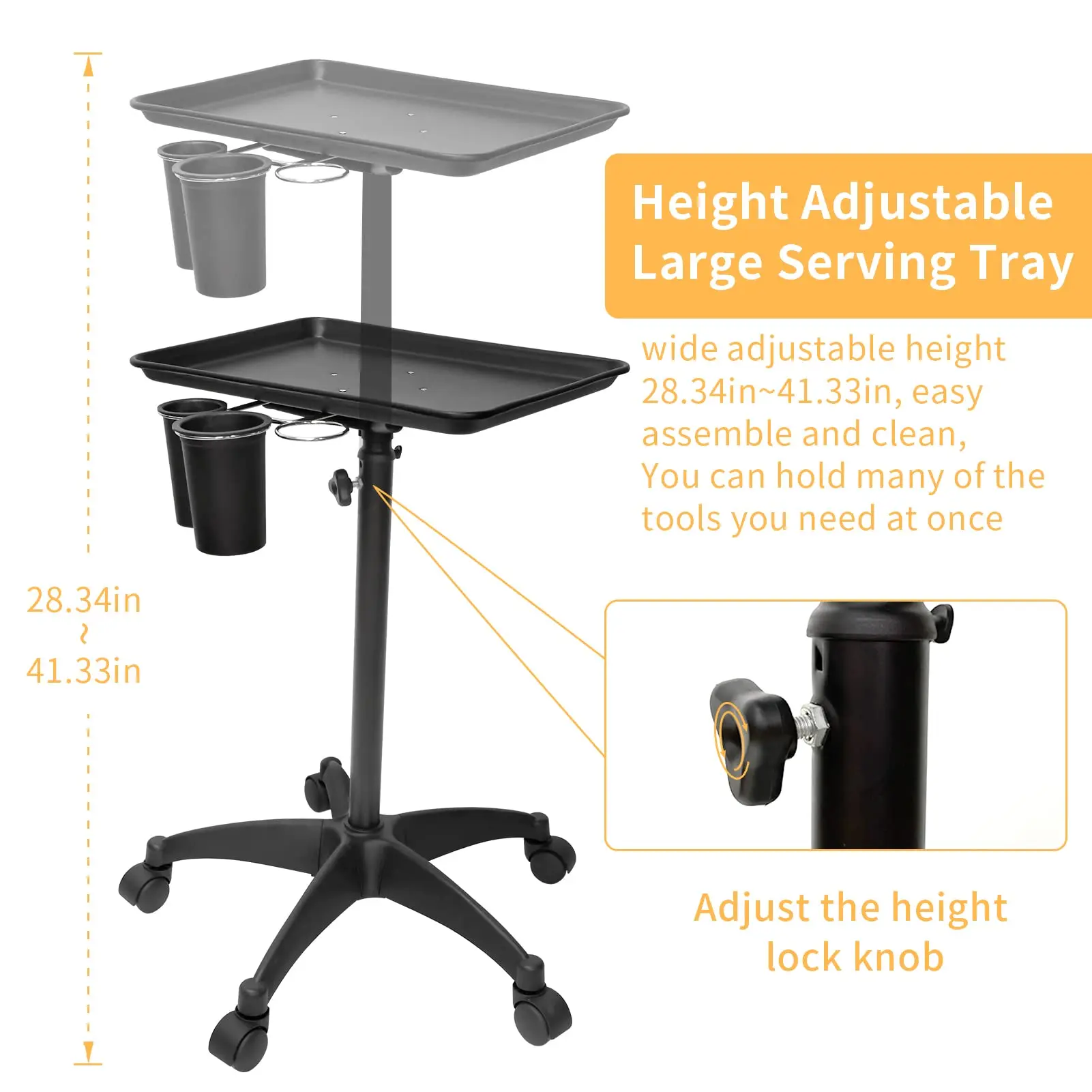 Beauty Salon Trolley Station Rolling Tray Cart on Wheels Barber Height Adjustable Hair Tools Tray Cart Hairdressing Supplies