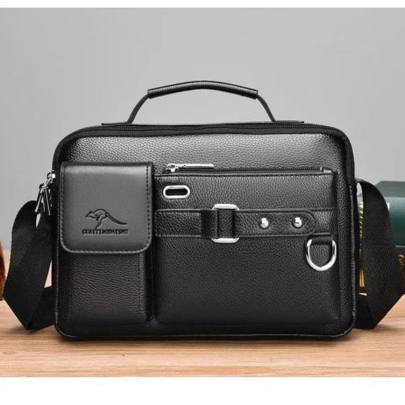 Men's single-shoulder bag, business commuting handbag, men's high-end crossbody bag, pu leather bag, men's bag
