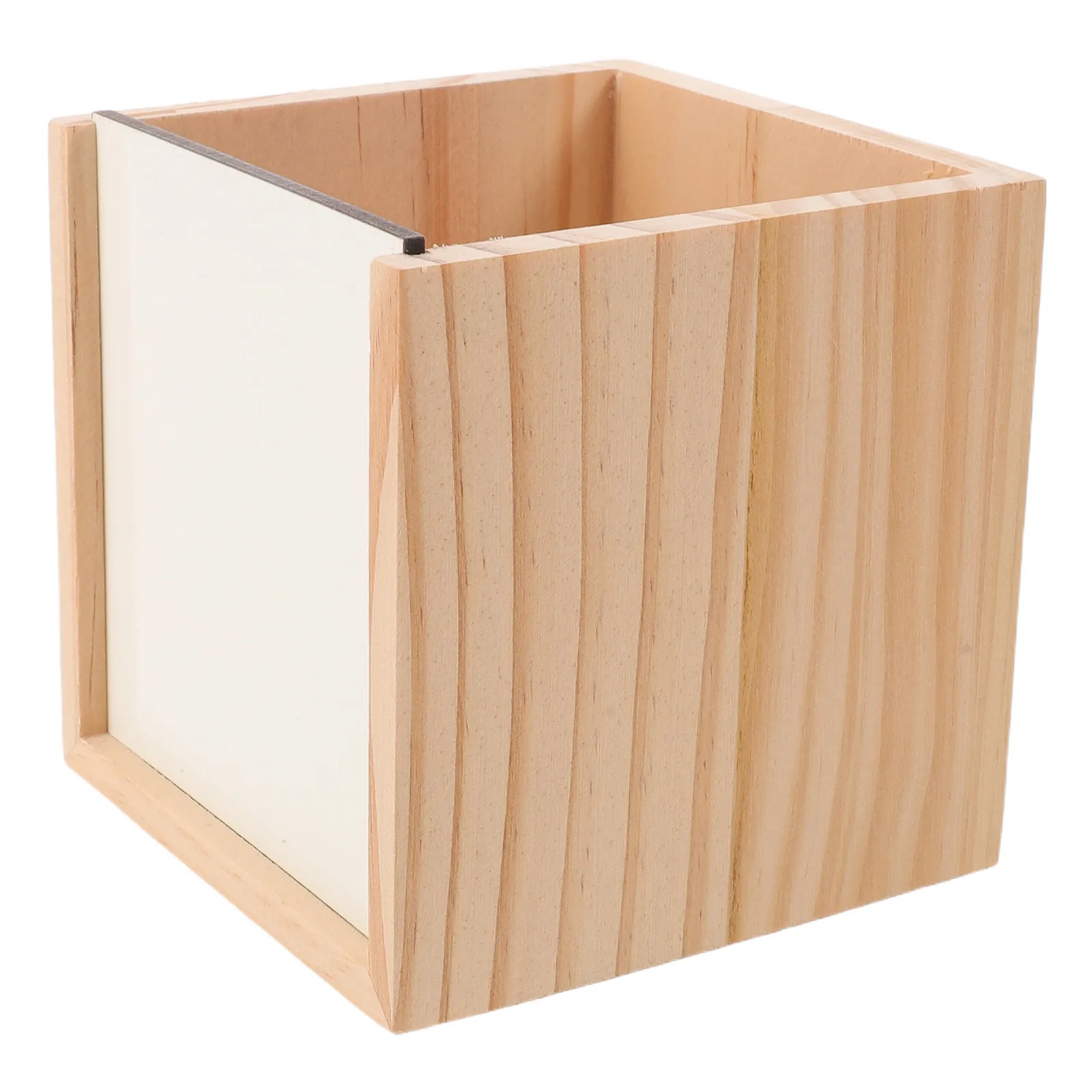 Blank Wood Pen Holder Sublimation 4x4x4 Square Wooden Desktop Organizer Box Unfinished Wood Storage for Office School Home