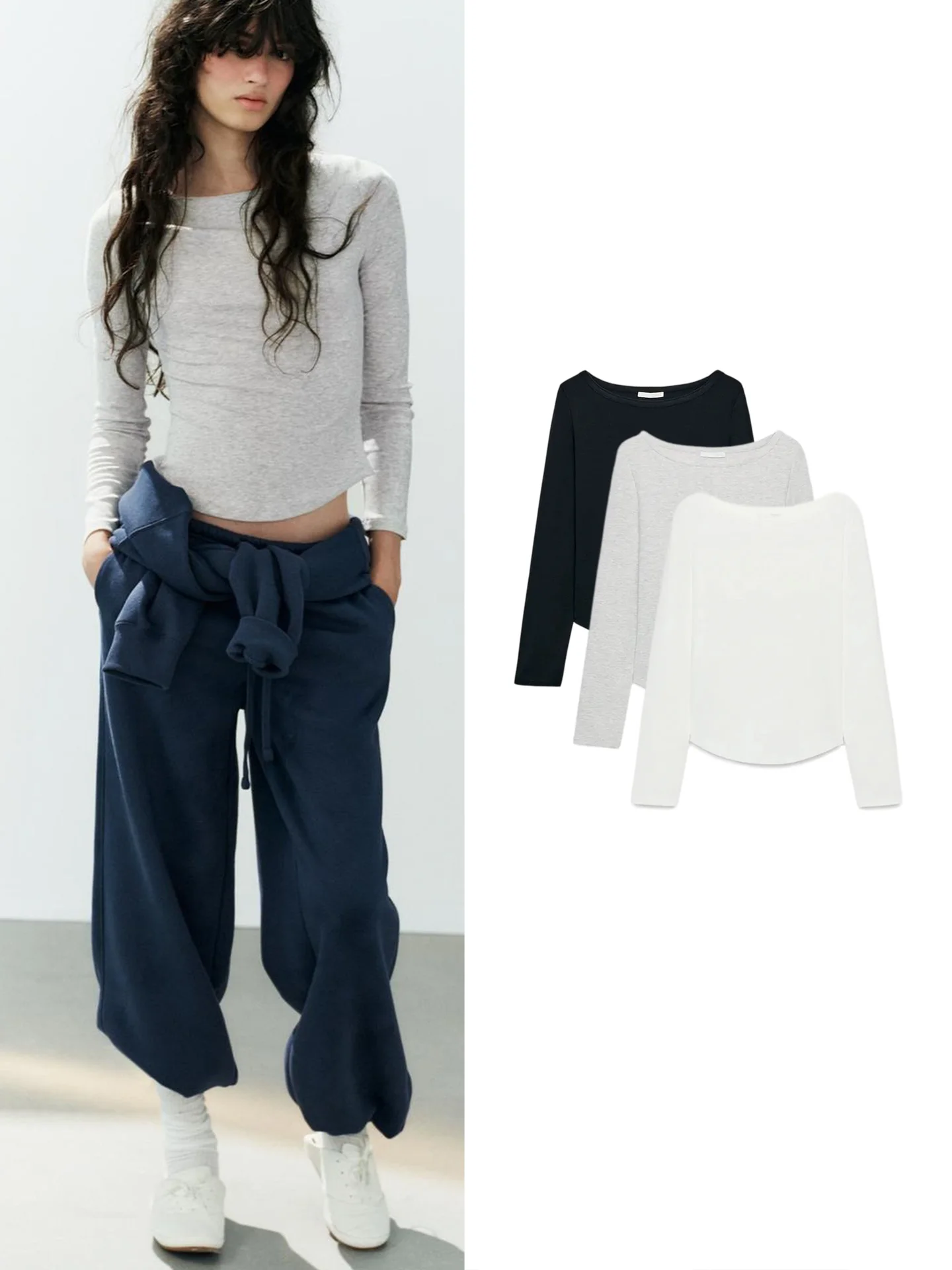 Autumn New Street Style Slim Fit Long Sleeve T-Shirt round Neck Tummy Control Polyester Casual Fashion Women's Top 1058805