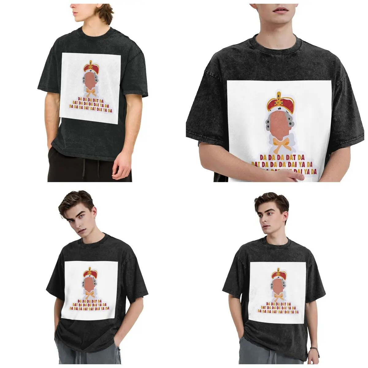 Streetwear T-Shirts Hamilton King Georg Washed T Shirt Short Sleeve Hip Hop T-Shirt Tops Tees for Men Women