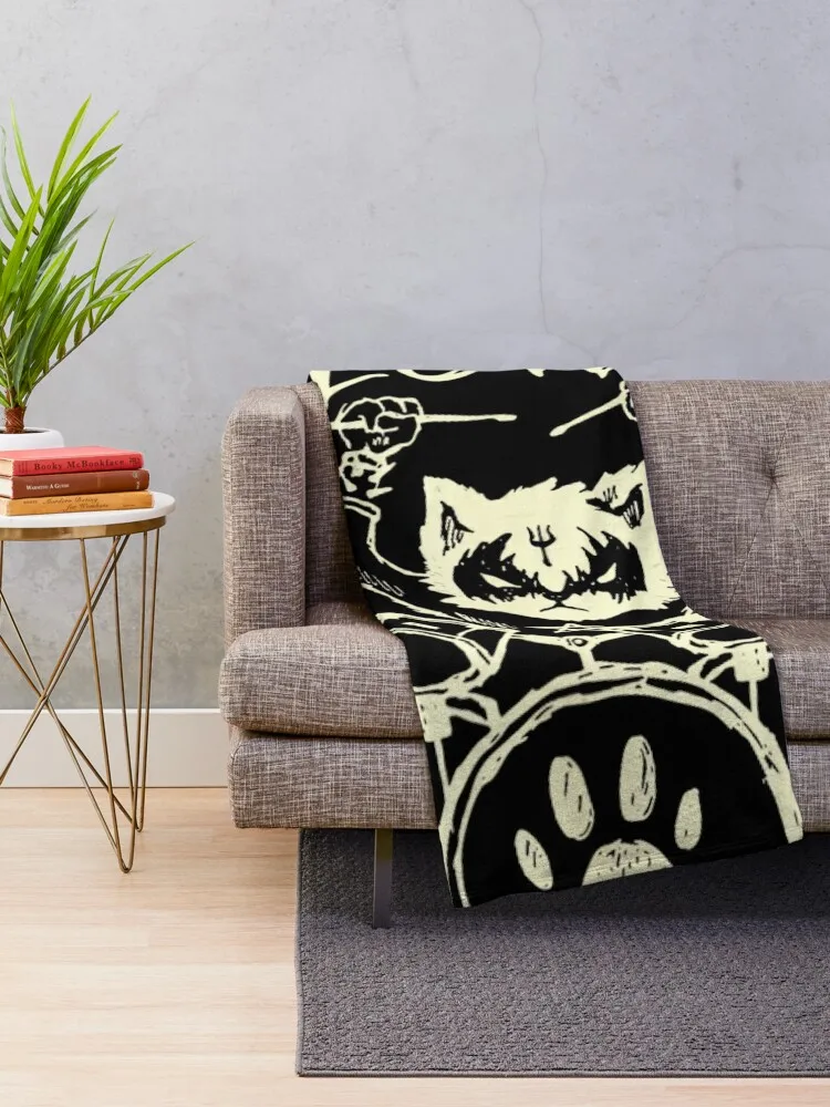 Heavy Metal Headbanger Gift Drummer Cat Playing Drum Meowtal Throw Blanket Warm Designers Stuffeds Blankets