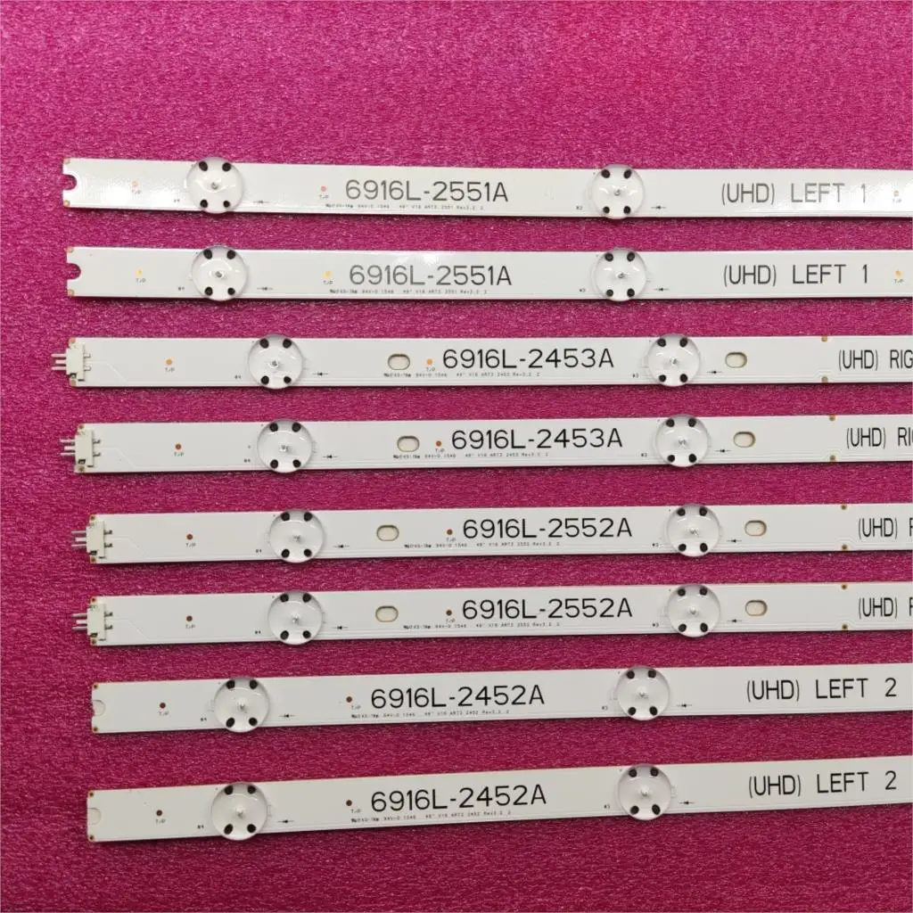 8 sztuk/zestaw listwa oświetleniowa LED dla 49UH668V 49UH6500 49UH650V 49UH661V LC490DGG FJ M6 M5 6916L-2452A 2453A 6916L-2551A 2552A