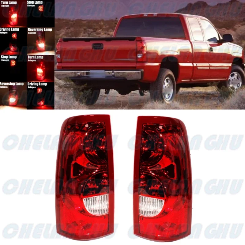 Pair Red Edge Tail Rear Lamp Light With Bulbs 19169005 GM2801174/19169004 GM2800174 For Chevrolet Silverado 2003 2004 2005 2006